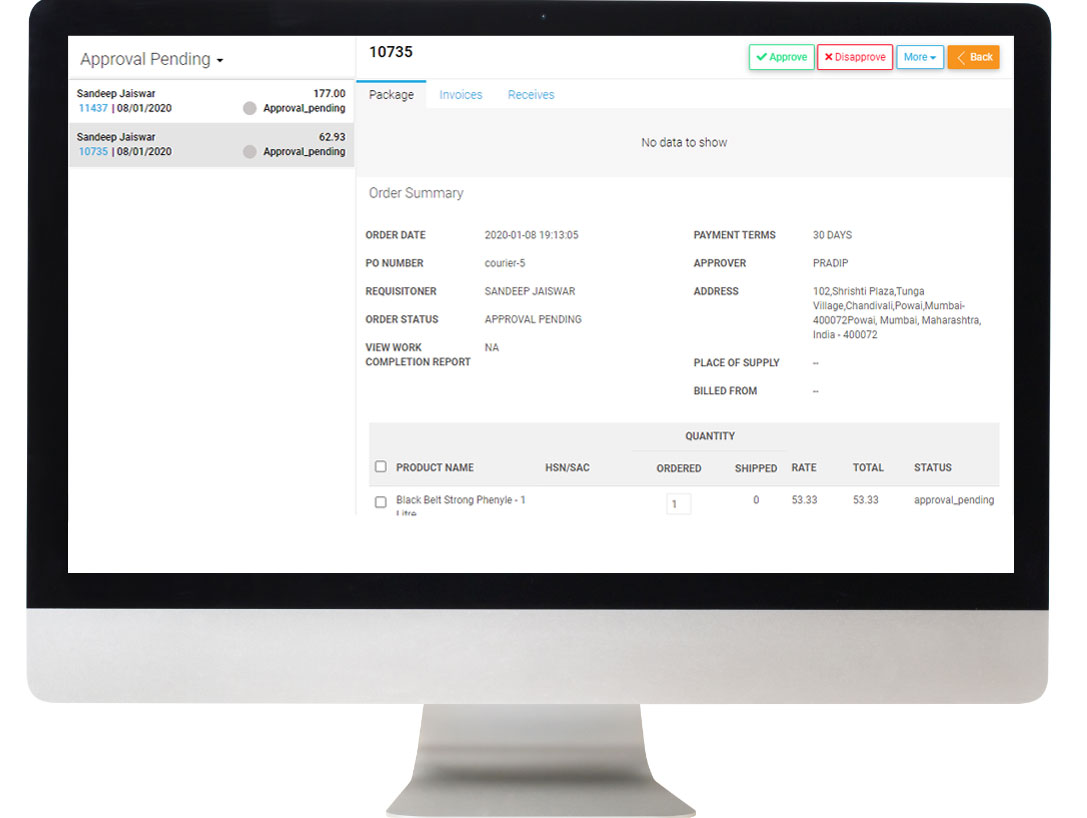 Approval Workflows at Genie Bazaar Approval Workflows - Screen